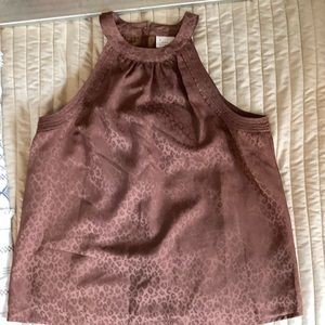 Women’s high neck blouse. Subtle cheetah print.